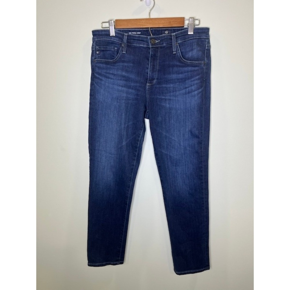 AG Adriano Goldschmied Prima Crop Jeans 31 Dark Wash Blue Mid Rise Cigarette